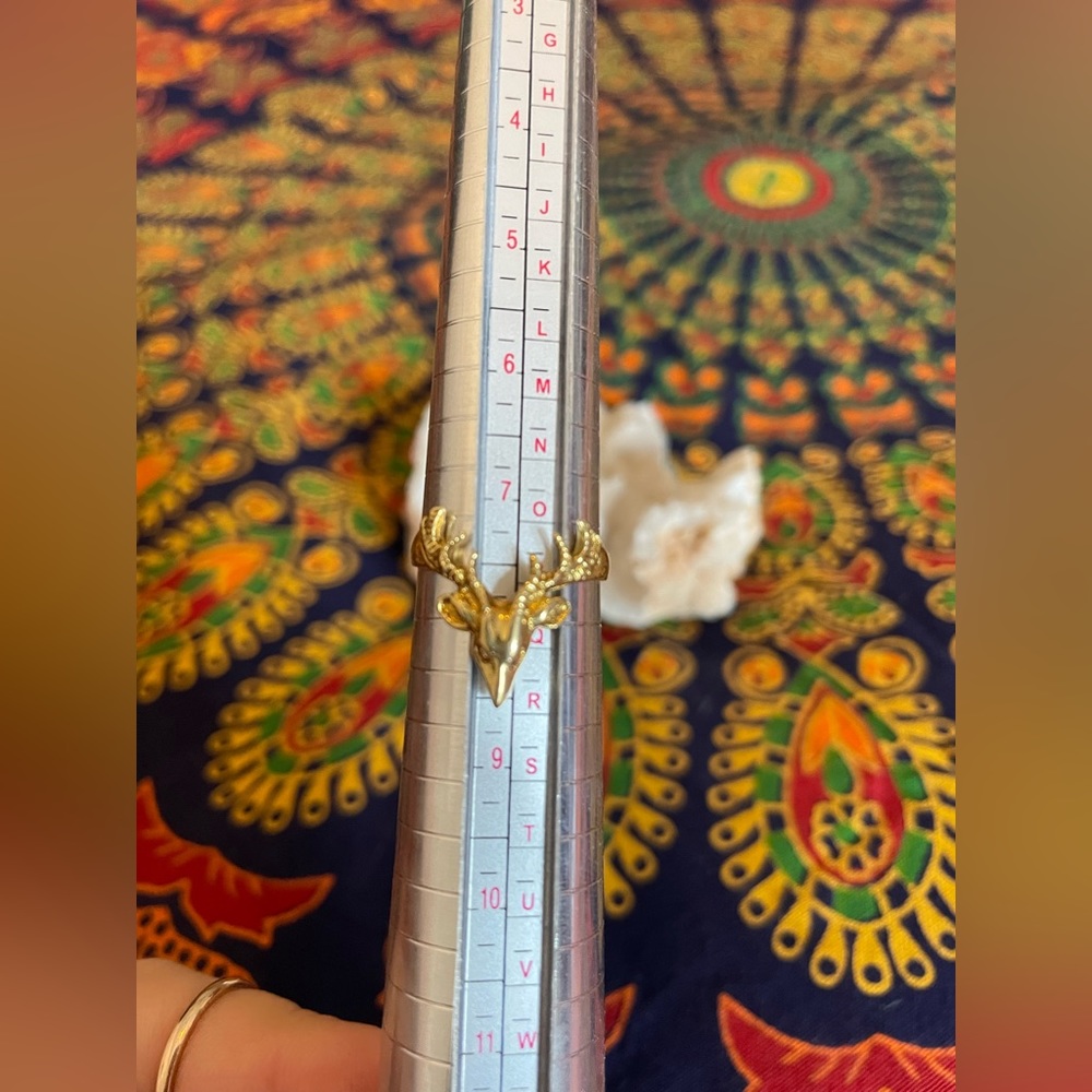 18k Solid Gold Stag Ring - image 2